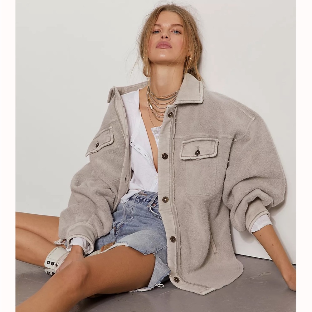 Free People Ruby Jacket in Stone Size L EUC